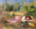girl streched out on the grass Pierre Auguste Renoir